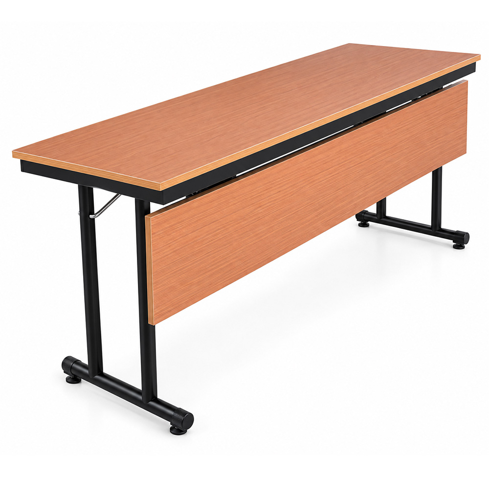 Nesting flip-top training table with melamine board tabletop and modesty panel