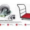 Heavy-duty rectangular table dolly with silent swivel casters and red carpet platform
