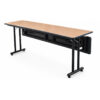 Rounded-edge HPL nesting flip-top training table with folding modesty panel