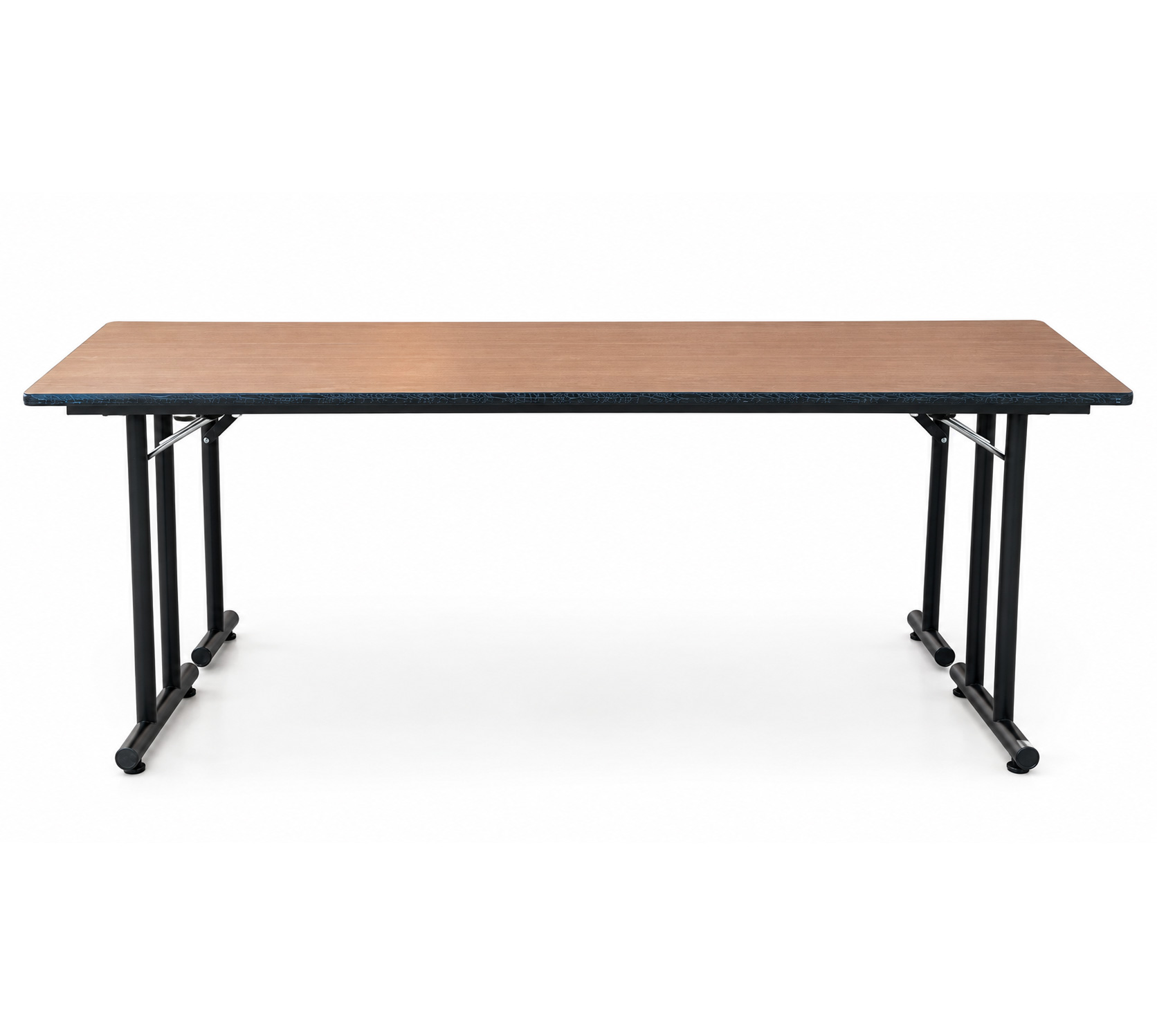 Rounded-edge HPL nesting flip-top training table with black folding legs
