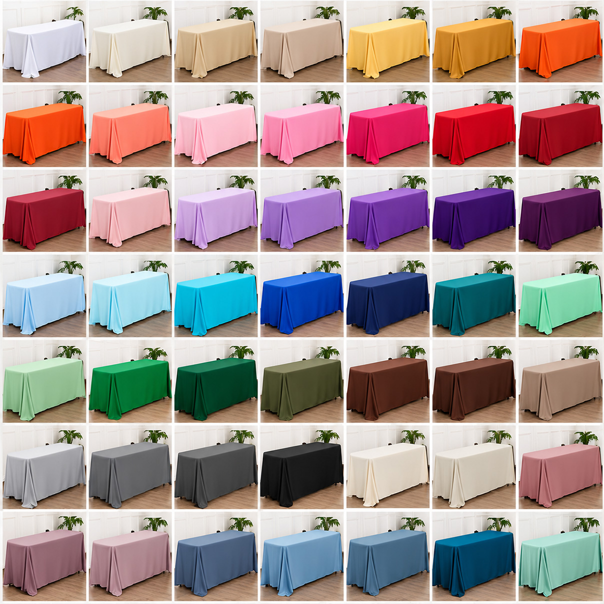 Rectangular Polyester Tablecloth – Custom Color Options Wholesale rectangular polyester tablecloth color options for hotels, banquets, conferences and events